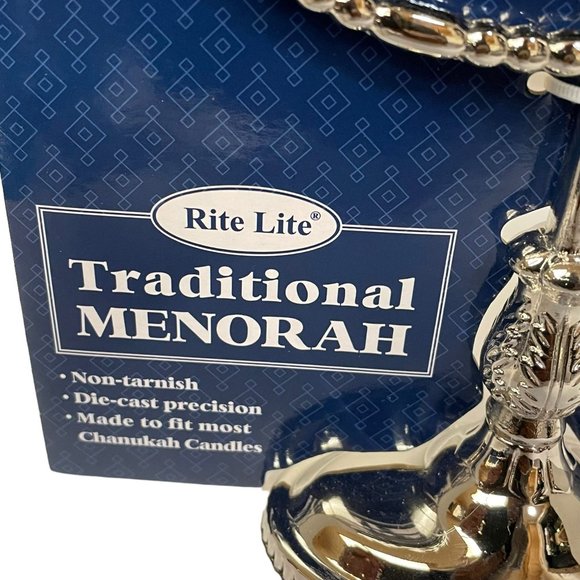 Rite Lite Mini Menorah Silver and Chanukah Candles Set Blue Pack of 44 Candles - Picture 9 of 11